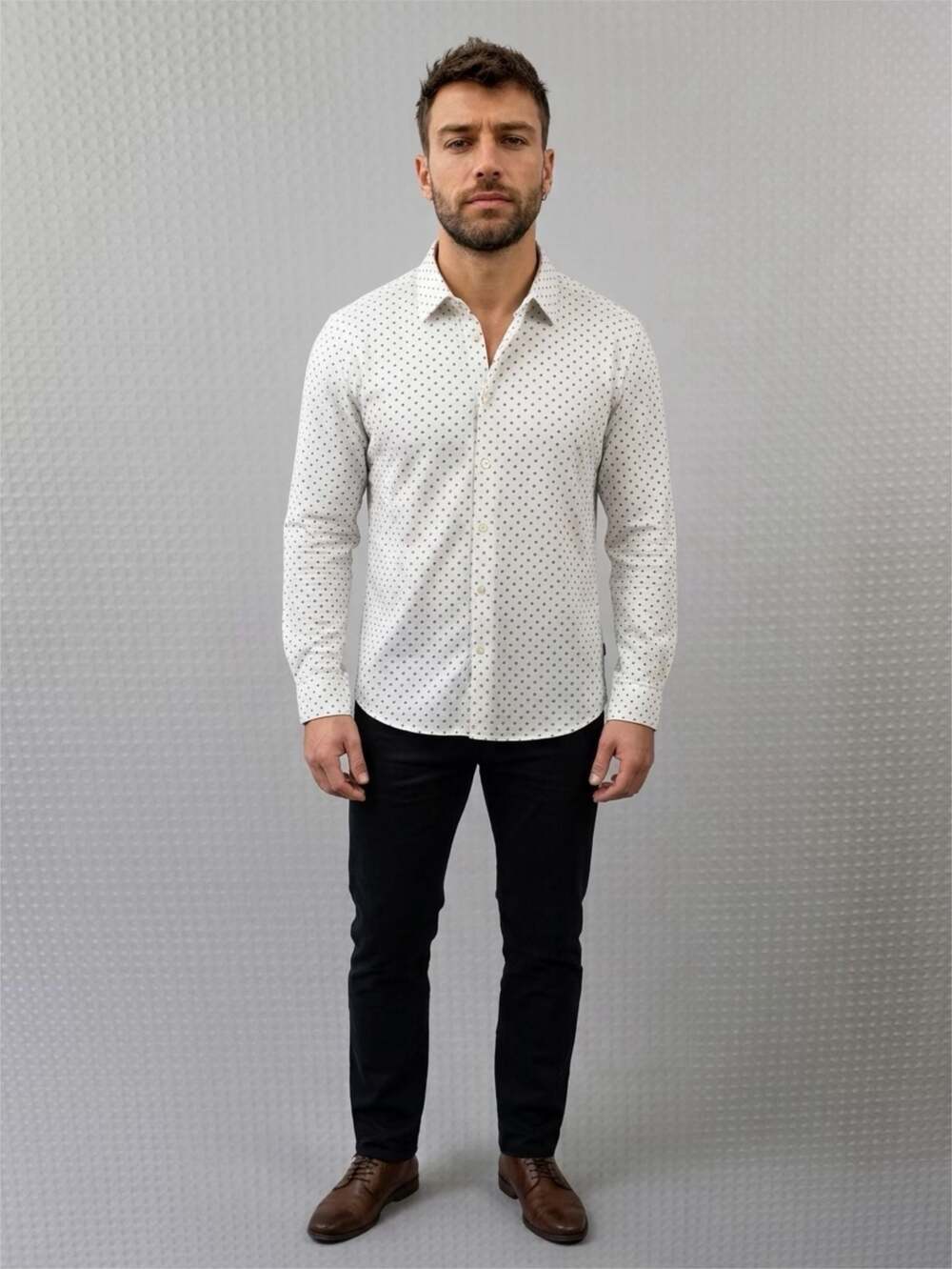 BOSS Hugo Boss Sharp Fit Long Sleeve Shirt with Geometric Print